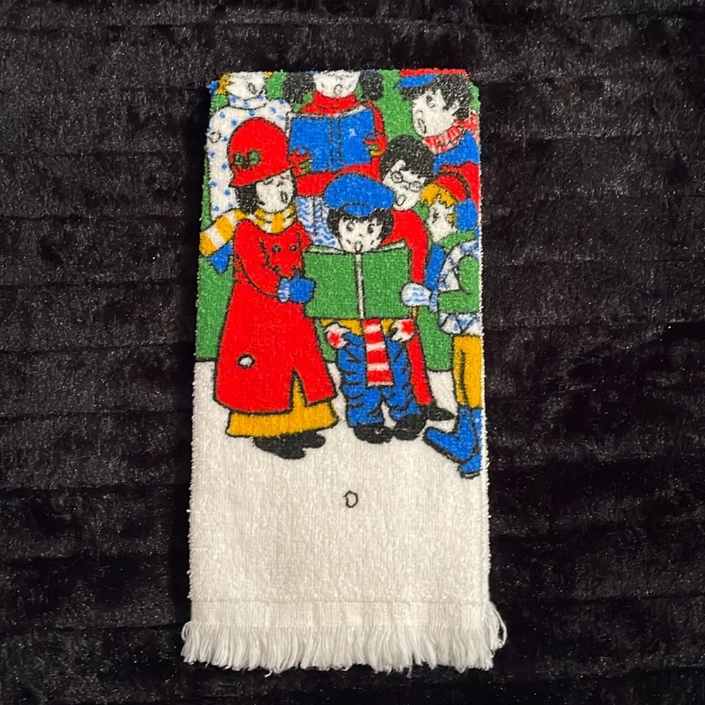 Vintage Cannon Christmas caroling hand towel